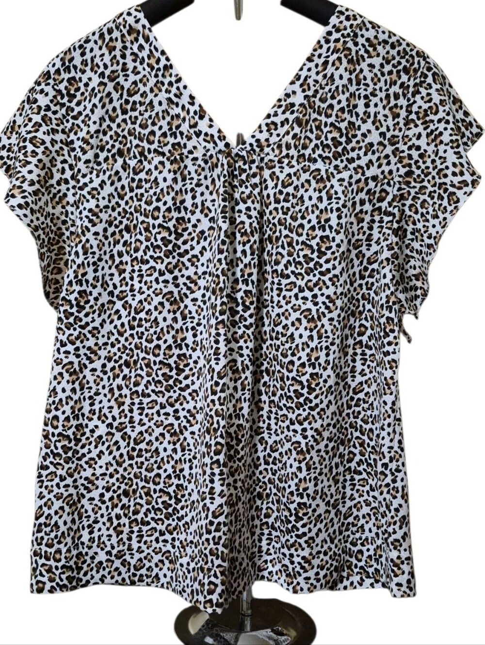 Sanctuary Leopard Print V-neck Flutter Sleeve Blouse - Size Medium